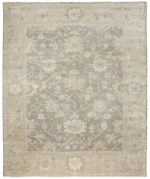 Oushak Wool Rug in Gray