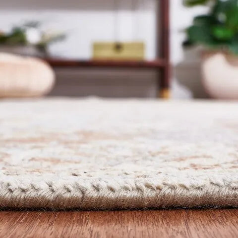 Oushak Wool Rug in Gray and Ivory