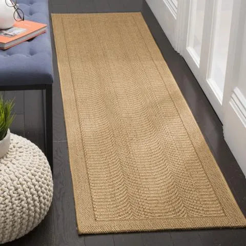 Palm Beach Sisal and Jute Rug in Maize with Curved Pattern