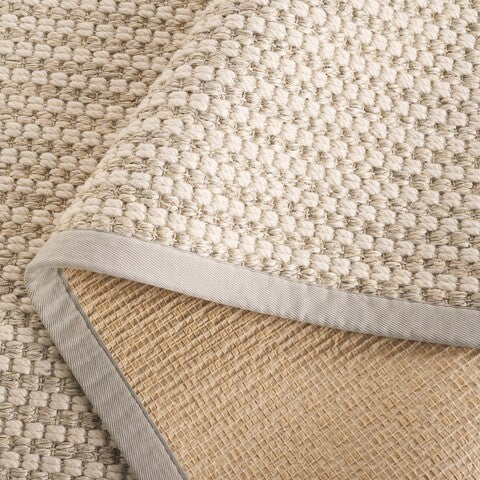 Palm Beach Wool and Sisal Rug in Ivory with Boucle Weave Pattern