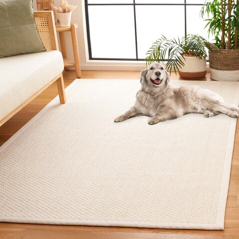 Palm Beach Wool Rug in Ivory Geometric Pattern