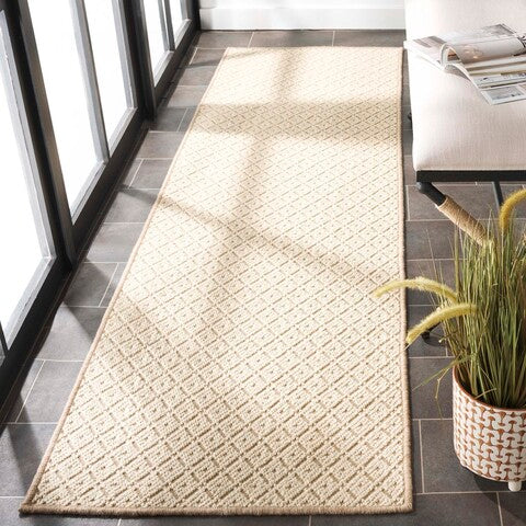 Palm Beach Wool and Jute Rug in Ivory with Lattice Pattern