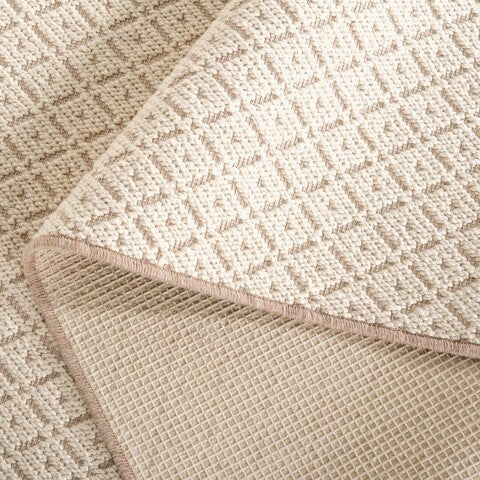 Palm Beach Wool and Jute Rug in Ivory with Lattice Pattern