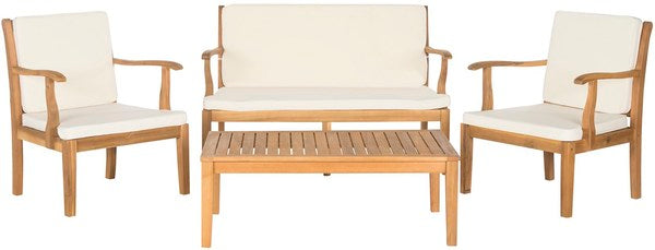 Montclair 4 Piece Outdoor Living Set in Natural with Beige Cushion