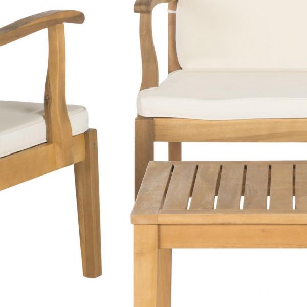 Montclair 4 Piece Outdoor Living Set in Natural with Beige Cushion