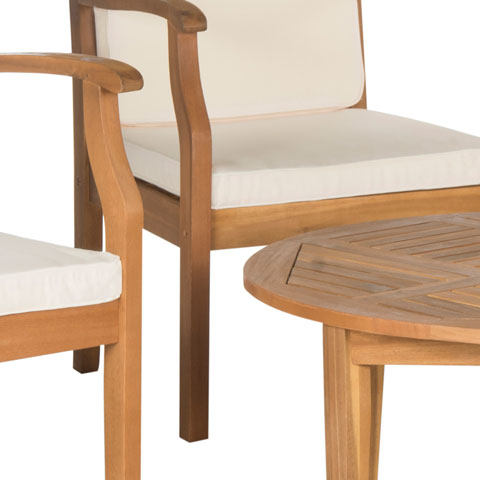 Colfax 5 Piece Outdoor Coffee Set in Natural with Beige Cushion