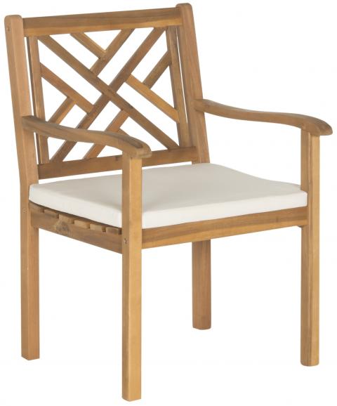 Bradbury 5 Piece Outdoor Dining Set in Natural with Beige Seat Cushion