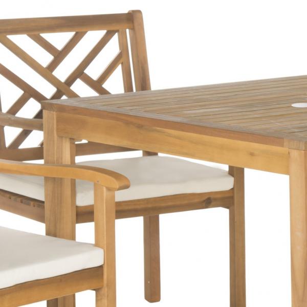 Bradbury 5 Piece Outdoor Dining Set in Natural with Beige Seat Cushion
