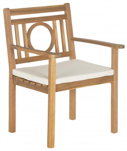 Montclair 5 Piece Outdoor Dining Set in Natural with Beige Seat Cushion