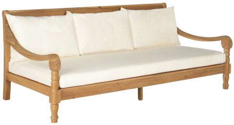 Pasadena Day Bed in Teak Brown with Beige All-weather Cushions