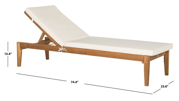 Montclair Acacia Wood Sun Lounger in Natural with Beige Cushion