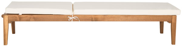 Montclair Acacia Wood Sun Lounger in Natural with Beige Cushion