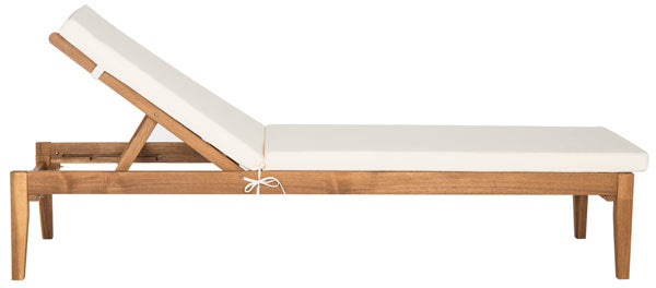 Montclair Acacia Wood Sun Lounger in Natural with Beige Cushion