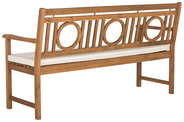 Montclair Acacia 3 Seat Bench in Natural with Beige Cushion
