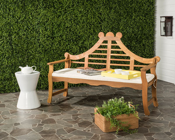 Azusa Acacia Garden Bench in Natural with Beige