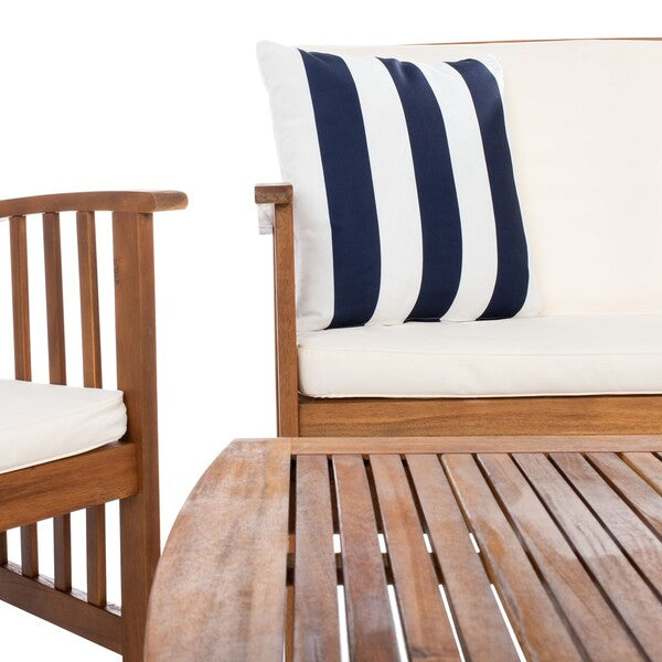 Rocklin 4 Piece Outdoor Living Set in Natural and Beige with Accent Pillows