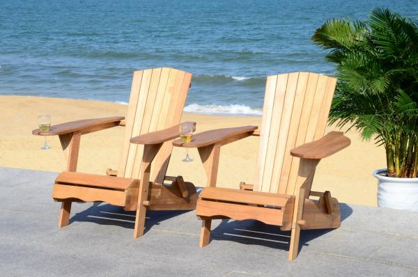 Breetel Wood Adirondack Chair in Natural (Set of 2)