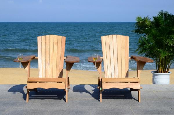 Breetel Wood Adirondack Chair in Natural (Set of 2)
