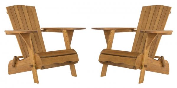 Breetel Wood Adirondack Chair in Natural (Set of 2)
