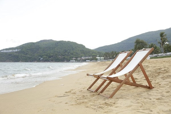 Loren Foldable Sling Chair in Natural with Beige Seat (Set of 2)