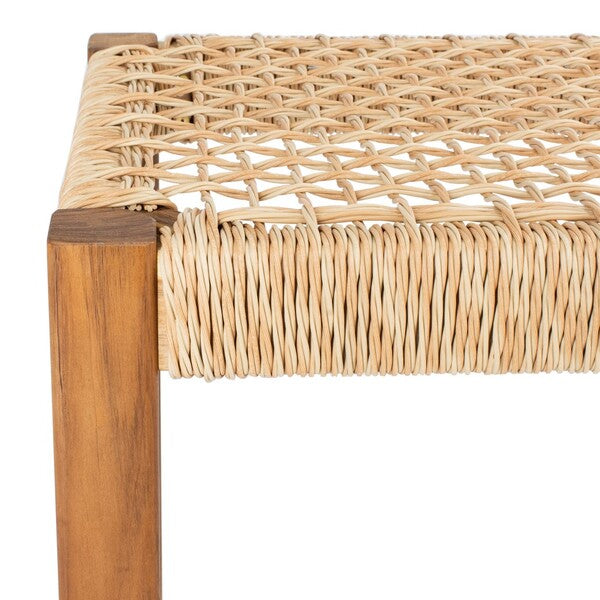Aquina Outdoor Dining Set in Natural with Light Brown Woven Rattan Benches