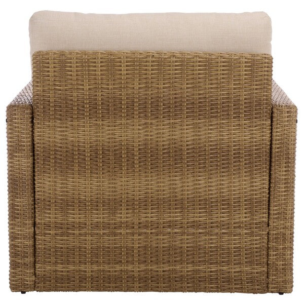 Emma Rattan Armchair in Natural with Taupe Cushion
