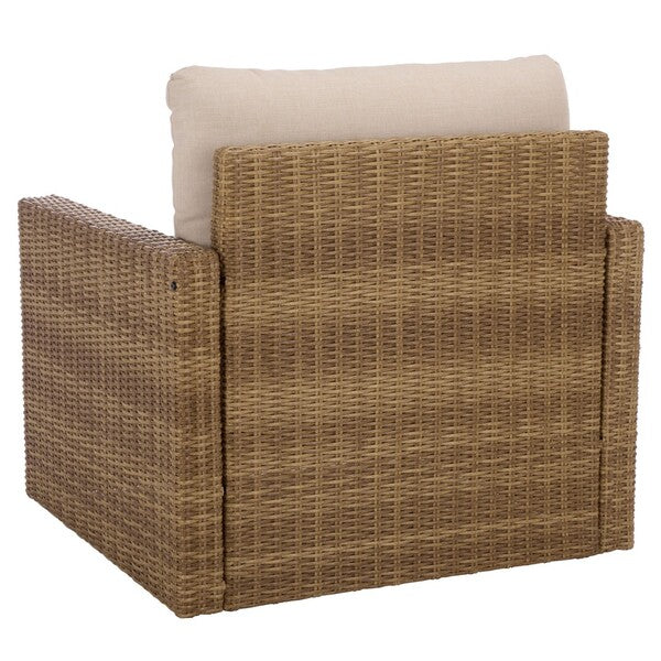 Emma Rattan Armchair in Natural with Taupe Cushion