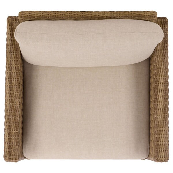 Emma Rattan Armchair in Natural with Taupe Cushion