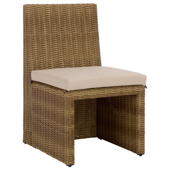 Emma Rattan Dining Chair in Natural with Taupe Cushion (Set of 2)