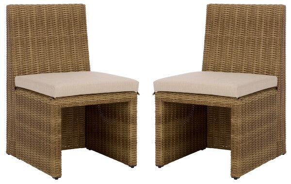 Emma Rattan Dining Chair in Natural with Taupe Cushion (Set of 2)
