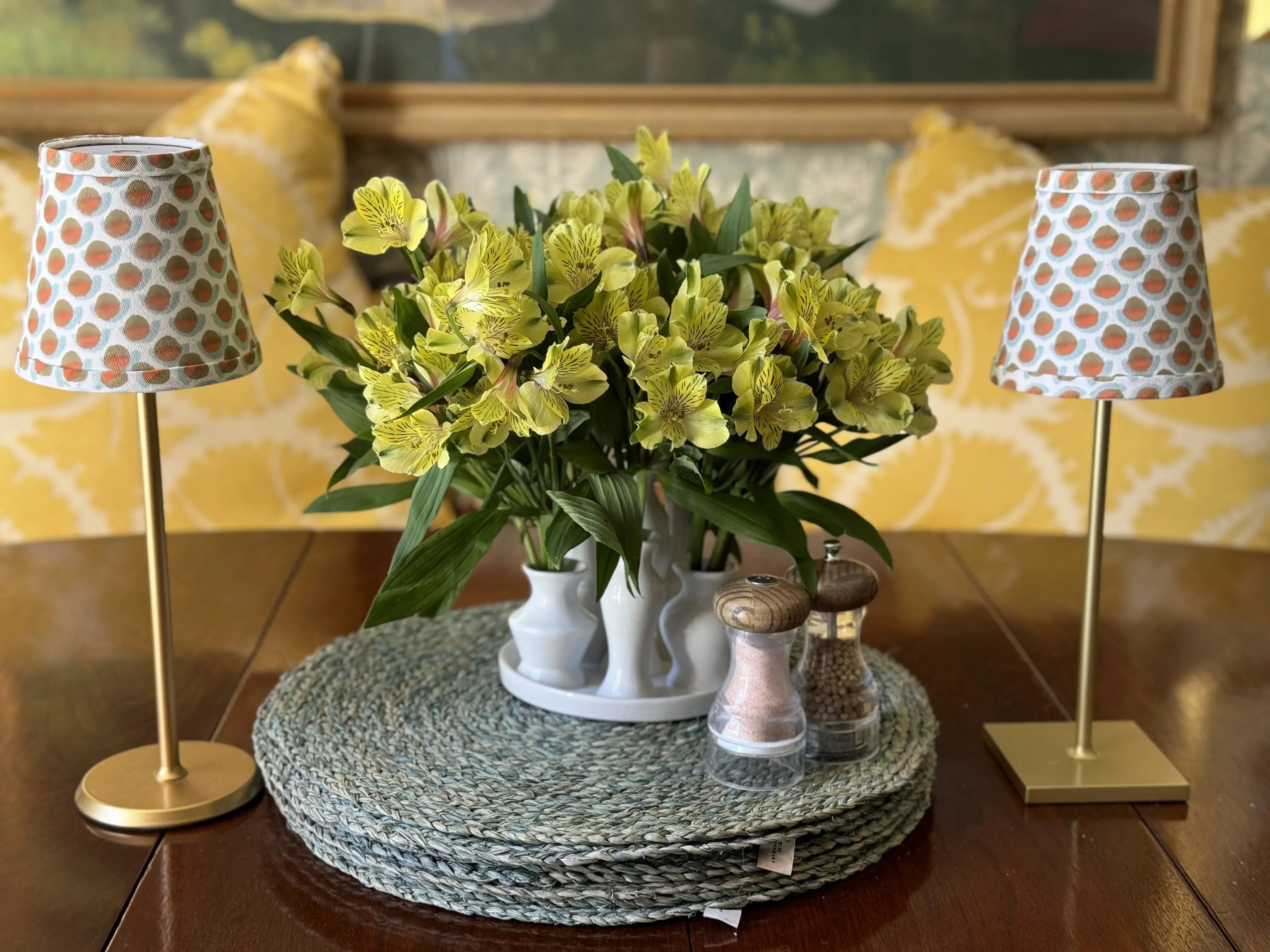 Small Shade Cover in Serena Dugan Olga/Persimmon Print - The Mayfair Hall