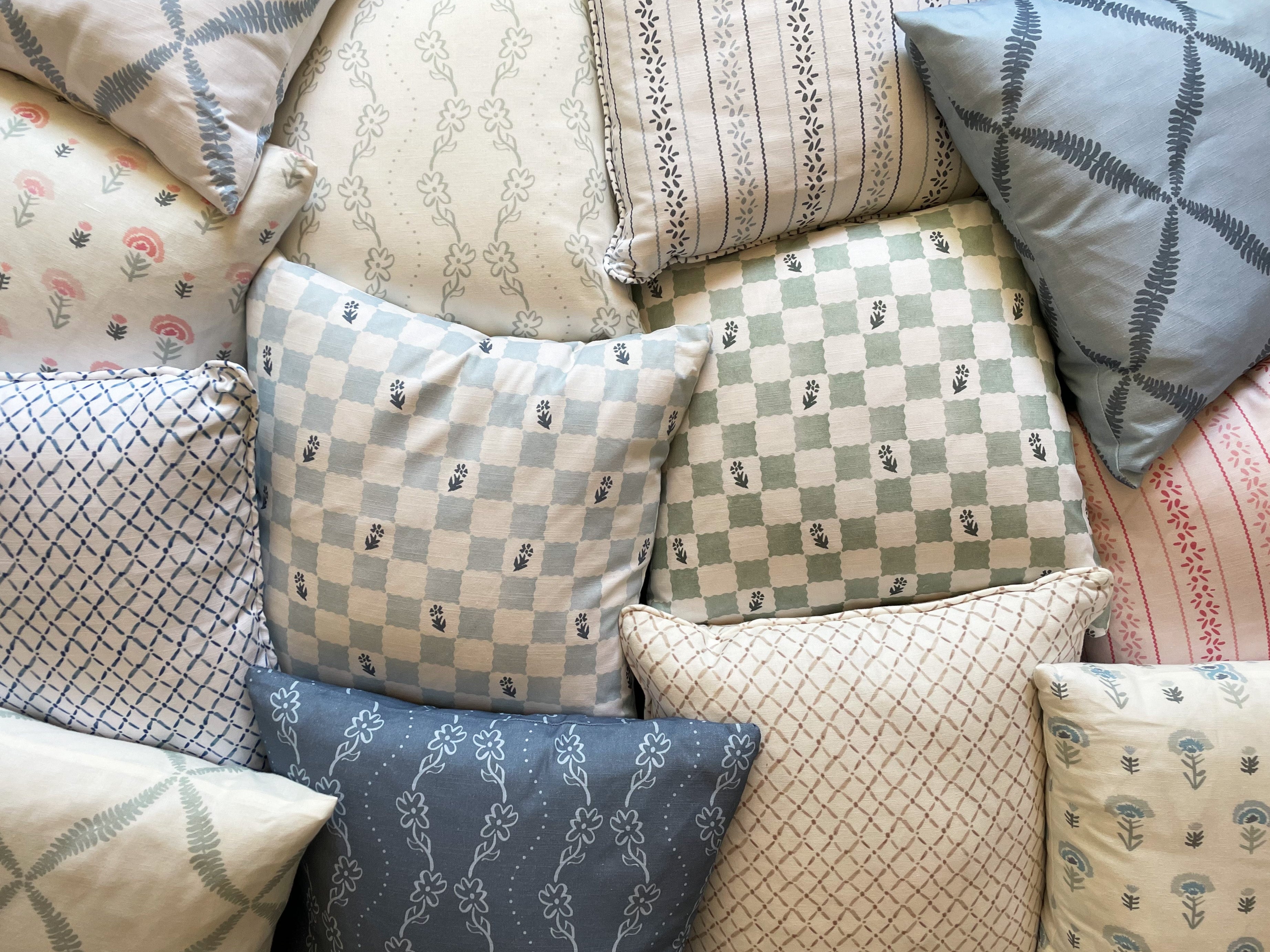 20x20" Pillow Cover - Check Fleur, Green