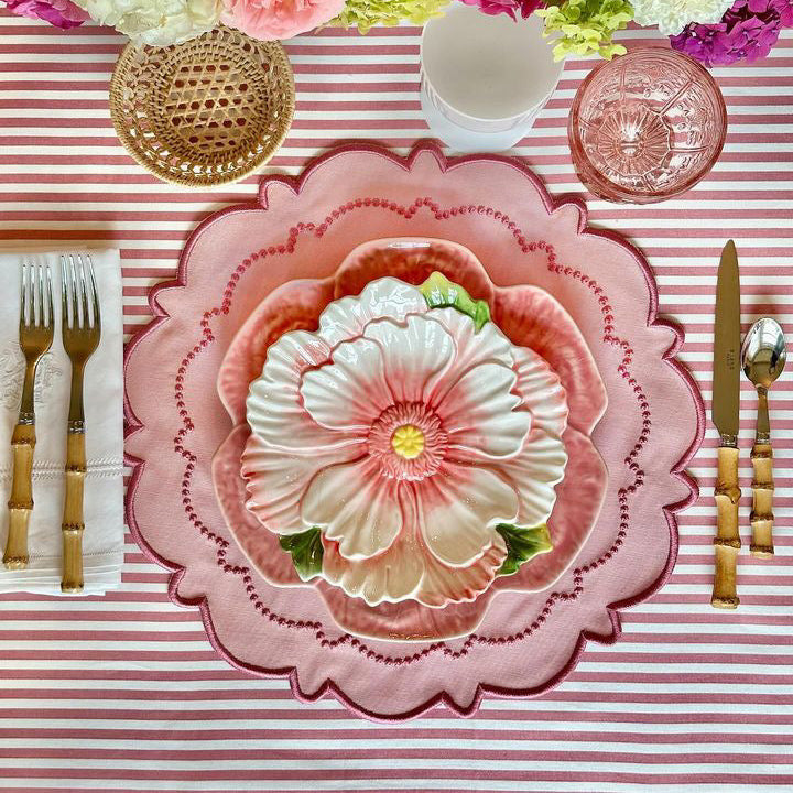 HARMONY PINK ROUND FABRIC PLACEMAT