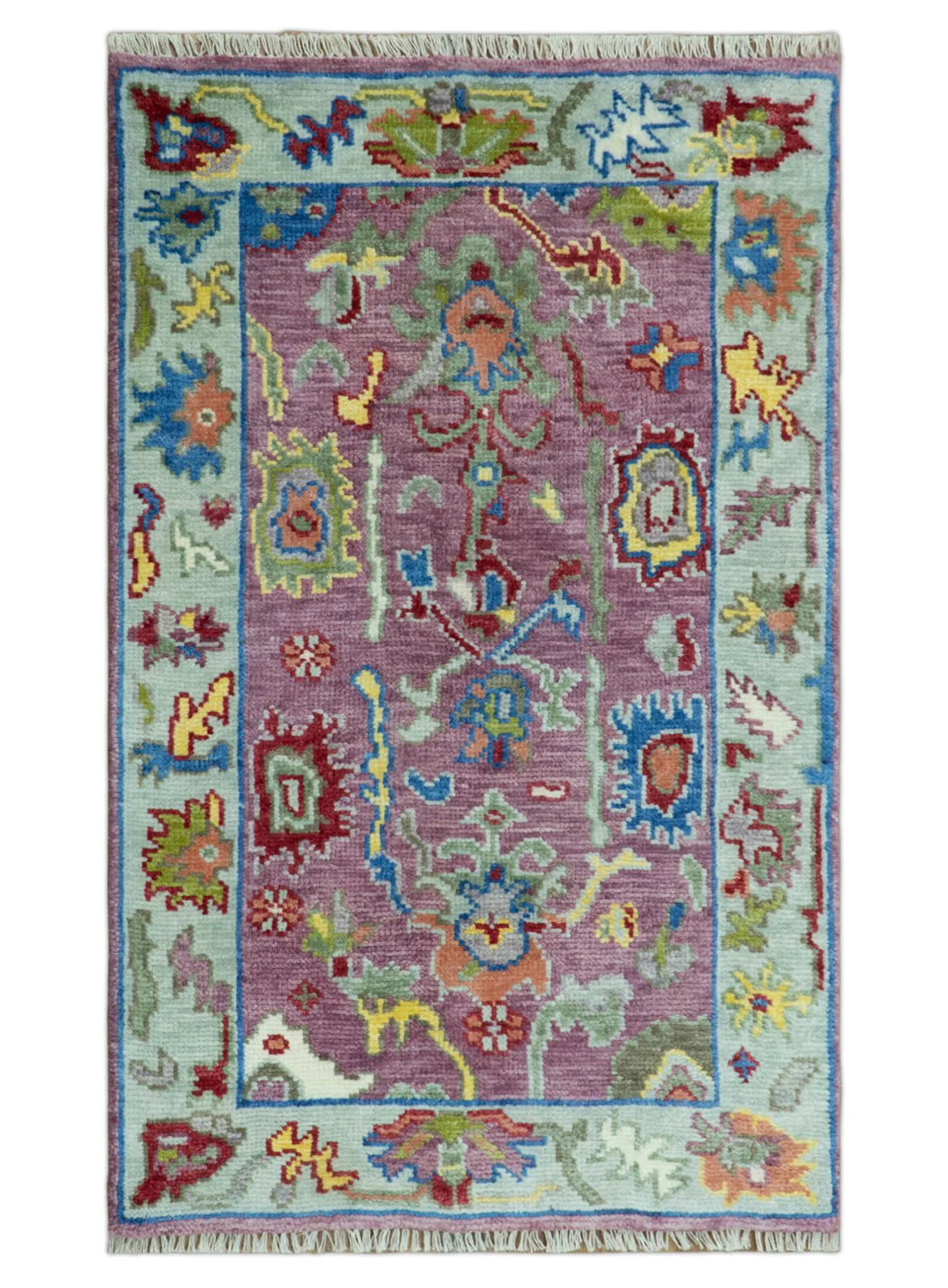 Pink Oushak Rug Wool Blue Colorful Hand knotted Traditional Oushak Custom Made wool Area Rug