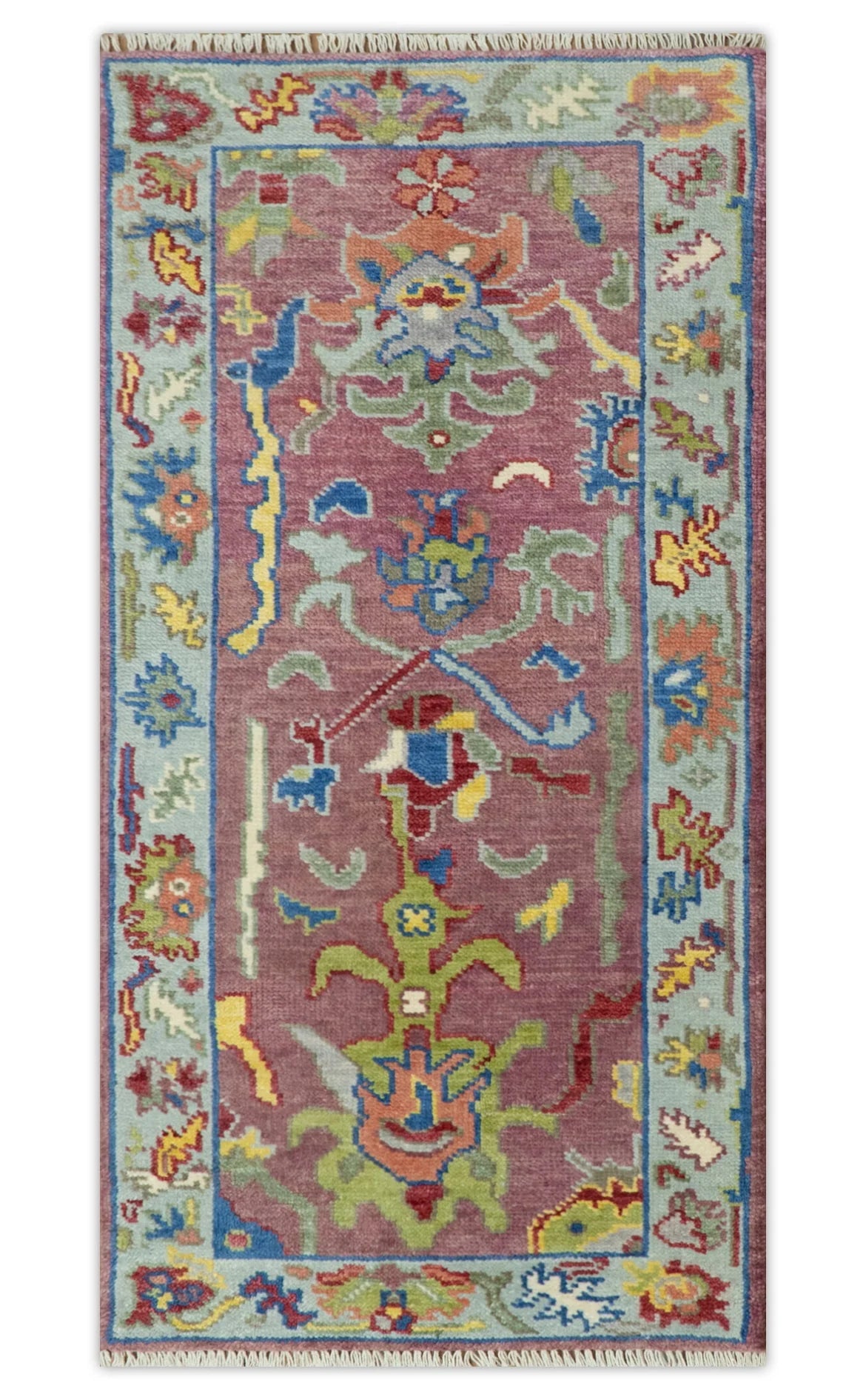 Pink Oushak Rug Wool Blue Colorful Hand knotted Traditional Oushak Custom Made wool Area Rug