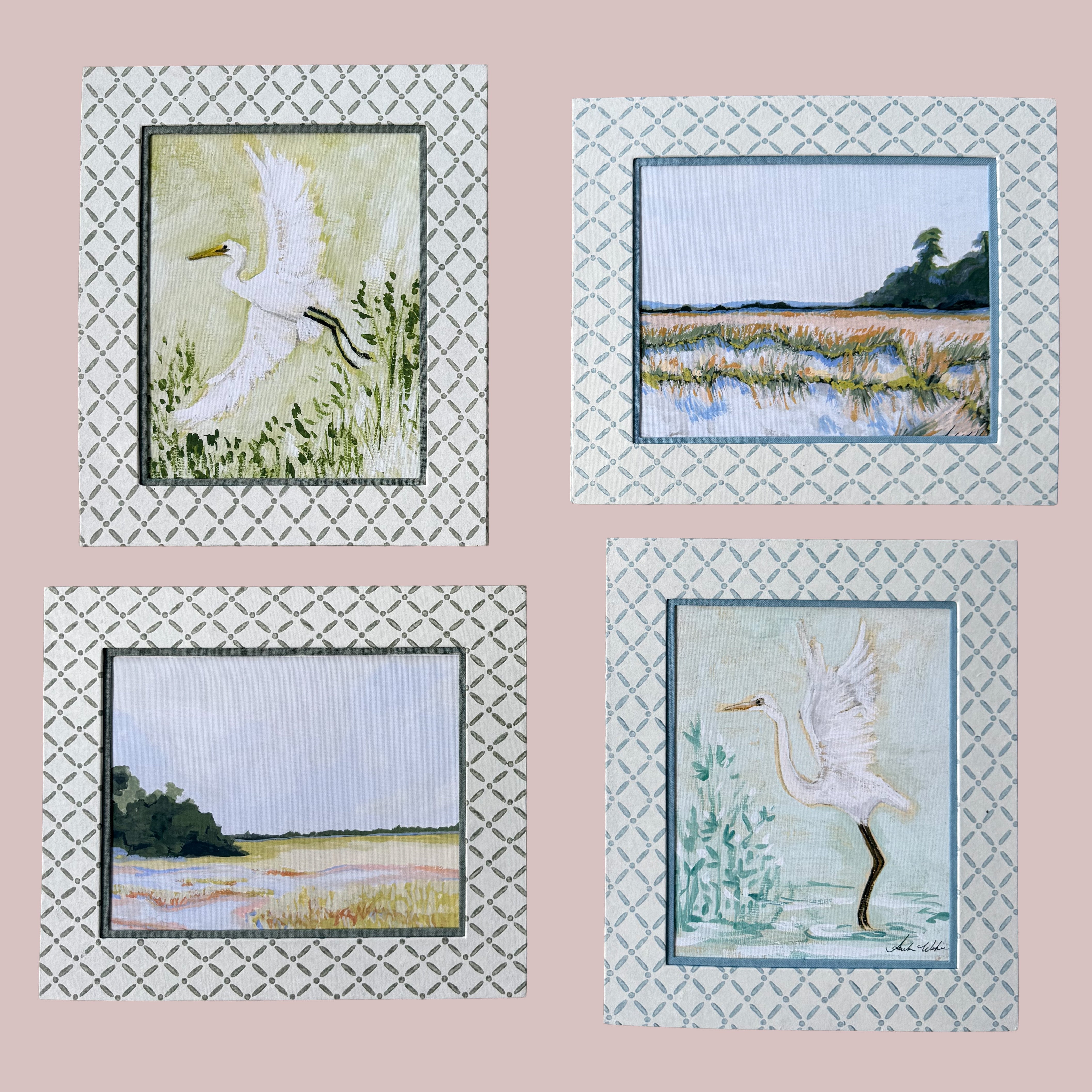 Block Printed Frame - Croix Green - 8x10