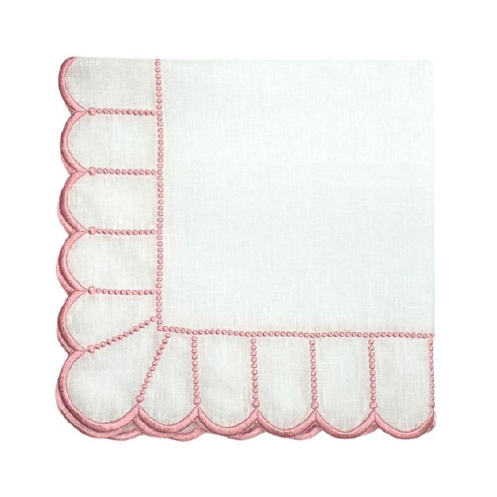 100% Linen - Studio Collection: Pippa Napkin - White/Pink (Set of 4)