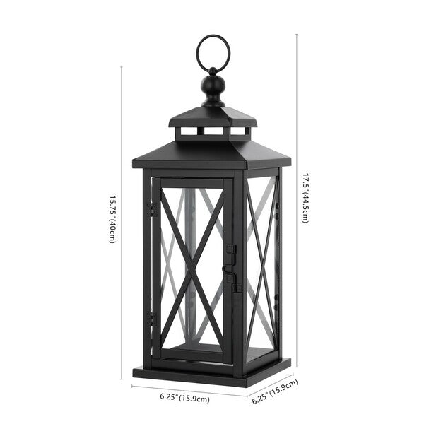 Lirio Outdoor Metal Lantern in Black (Set of 2)