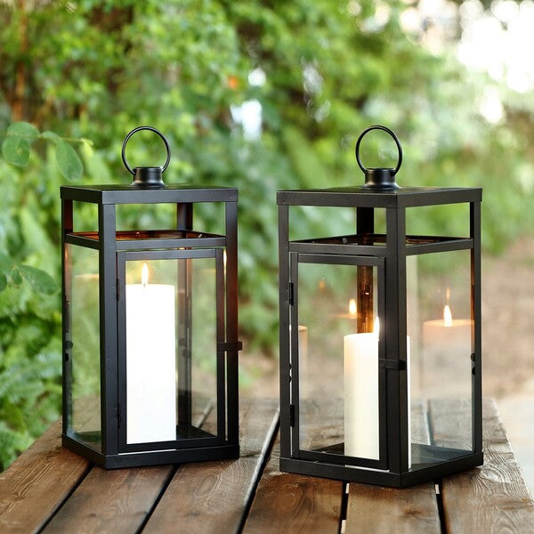 Fraleigh Outdoor Lantern in Black (Set of 2)