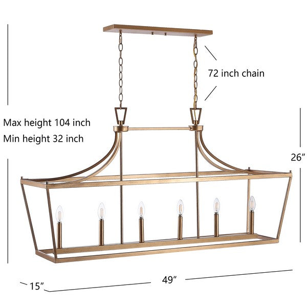Aroris Pendant Lighting in Gold with 6 Candelabra Style Sockets