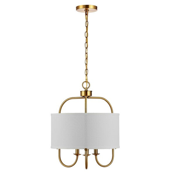 Jemmi Pendant Lighting in Brass Gold with Off-White Cotton Shade