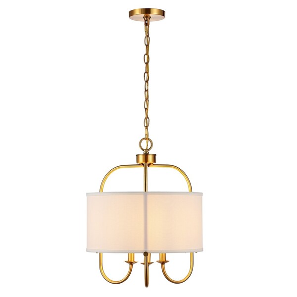 Jemmi Pendant Lighting in Brass Gold with Off-White Cotton Shade