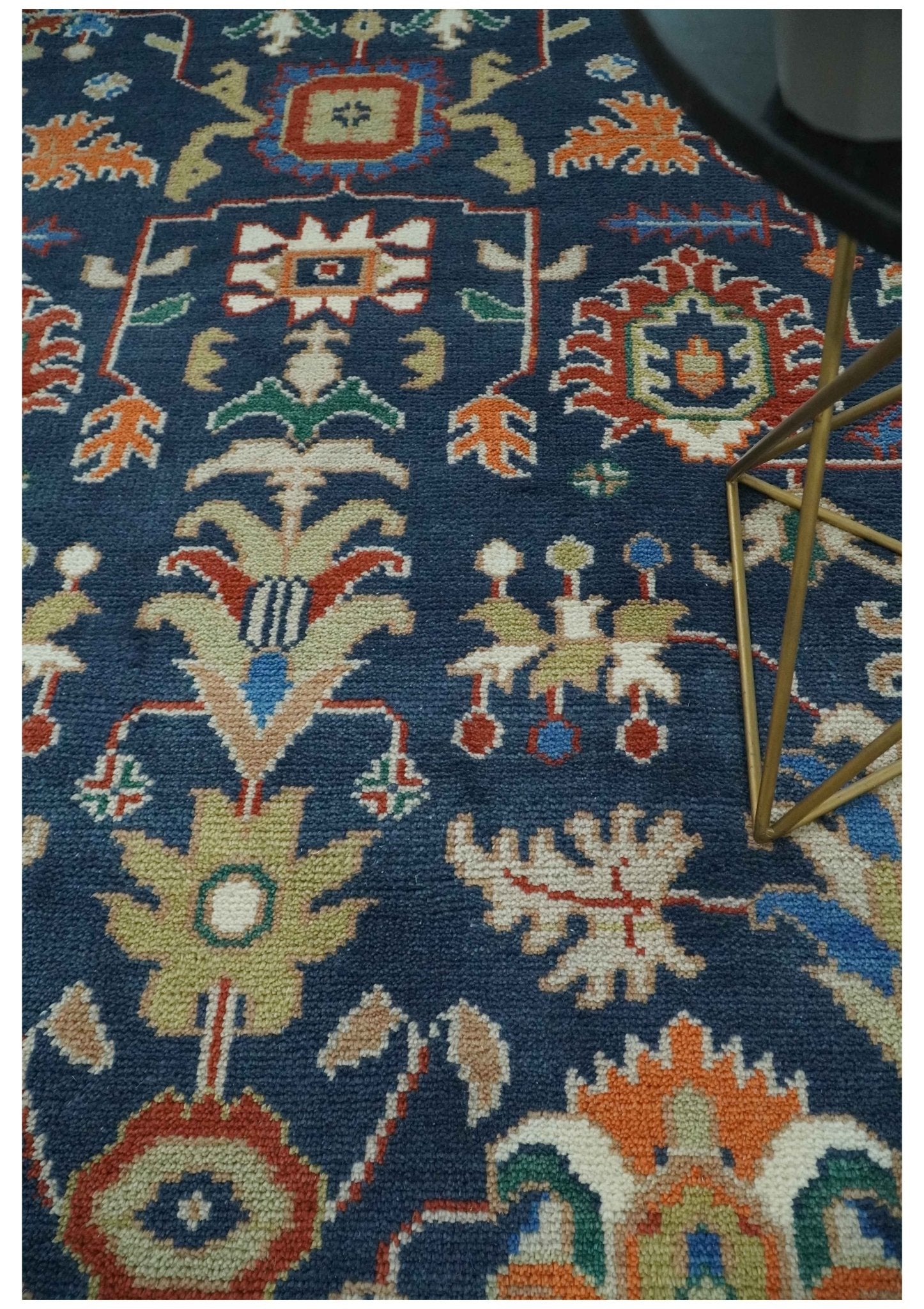 Premium Style Vibrant Colorful Blue, Ivory, Rust and Orange Traditional Hand Knotted Oriental Oushak Multi Size wool Area Rug - The Rug Decor