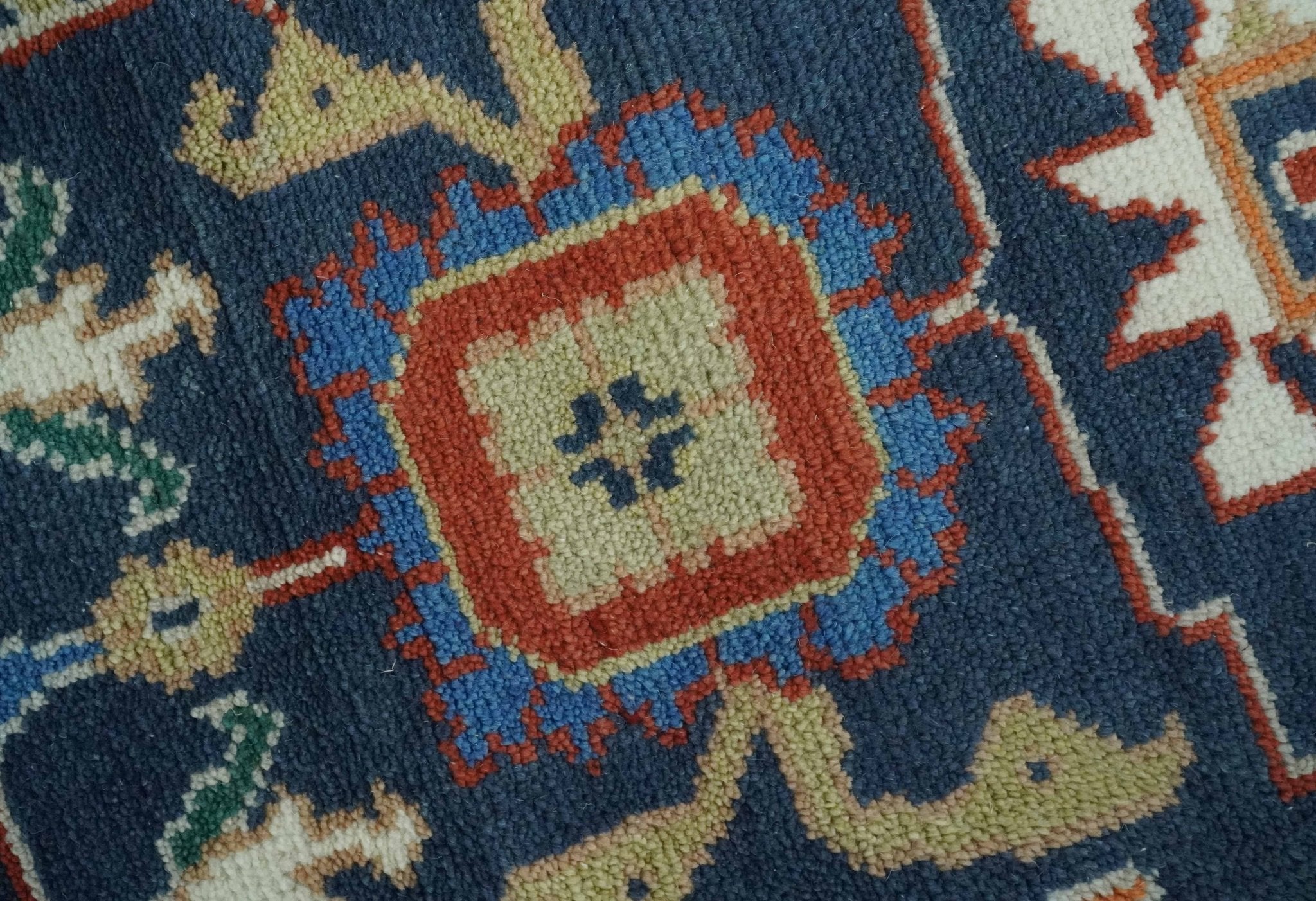 Premium Style Vibrant Colorful Blue, Ivory, Rust and Orange Traditional Hand Knotted Oriental Oushak Multi Size wool Area Rug - The Rug Decor
