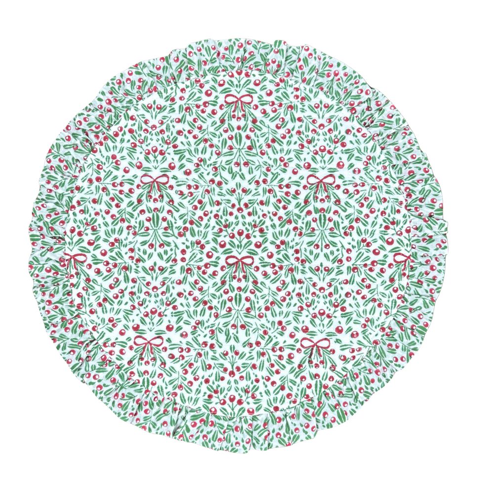 Mistletoe & Bows Quilted Ruffle Placemat - Set of 4