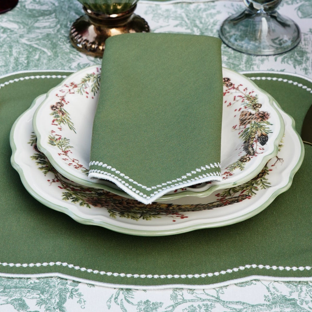 MIRELI GREEN RECTANGLE FABRIC PLACEMAT & NAPKIN SET