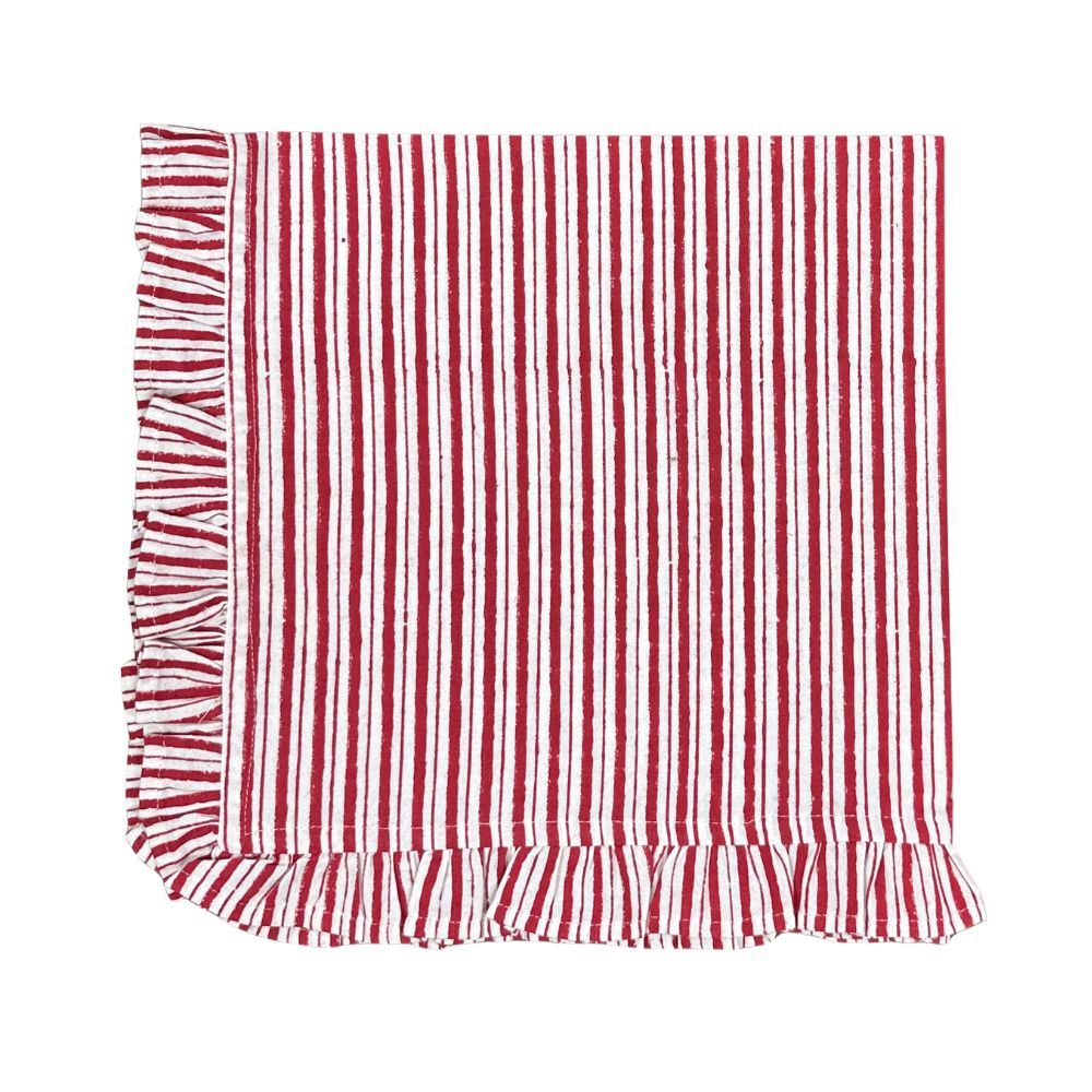 Red Stripes with Ruffle - Napkin (Set of 4)