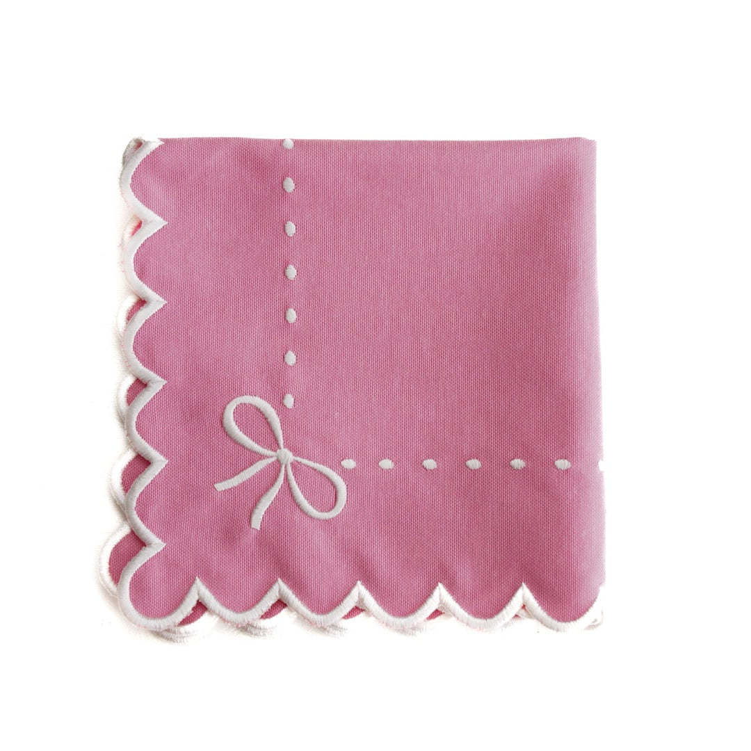 RIBBIA PINK ROUND FABRIC PLACEMAT & NAPKIN SET