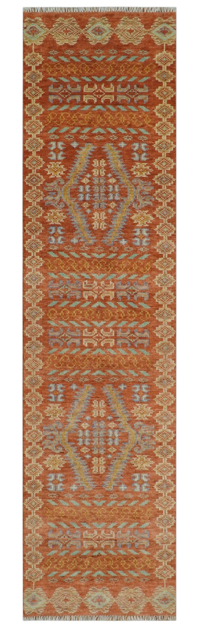 Rust, Beige and Blue Hand knotted Traditional Multi Size Oriental wool Area Rug - The Rug Decor