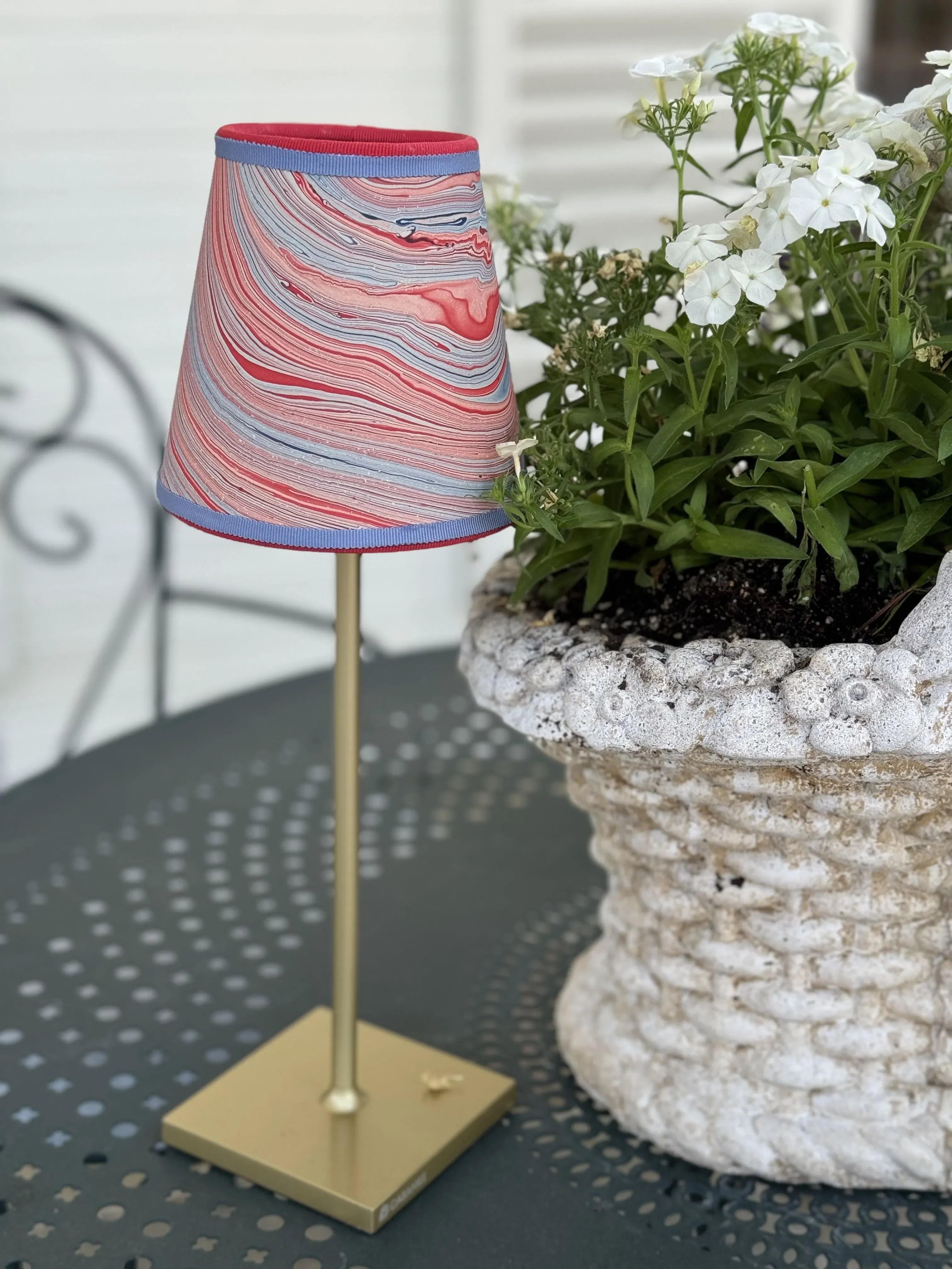 Small Marble Shade Cover in Red, White, and Blue - The Mayfair Hall